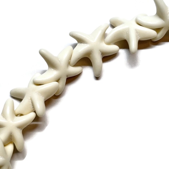 As Low As $2 White Synthetic Turquoise Starfish Beads 14mm x 14mm (12) - Picture 1 of 2